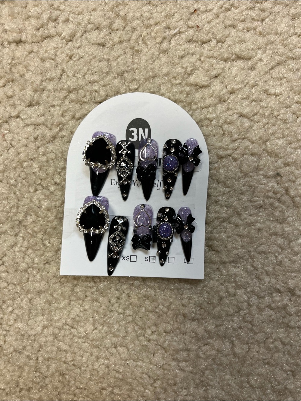 3N Purple & Black Nails